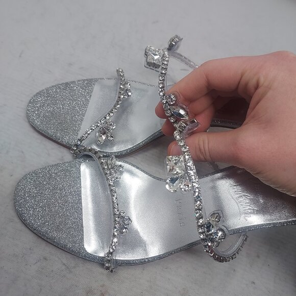 Christian Louboutin Silver Just Queen Crystal Bridal Wedding Heel Sandal - Picture 9 of 12